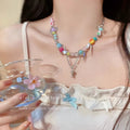 Korean ins style pearl zircon titanium steel necklace for women easiest for matchniche styleclassy sense clavicle chain fairy jewelry wholesale
