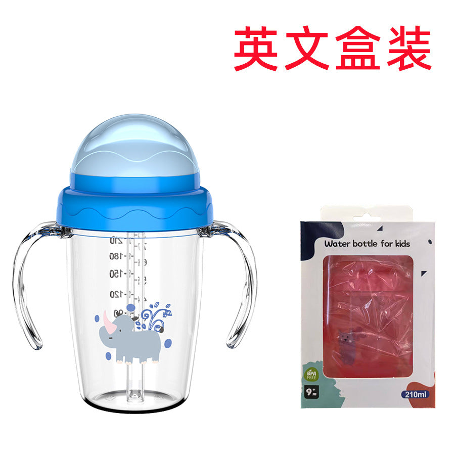 English boxed baby water cup baby learning drinking cup with handle direct drinking cup children's water cup anti-drop and leak-proof straw cup