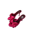 Za 2024 summer new women's pink bow high heel mules - round toe, open back, stiletto heel sandals
