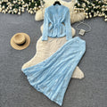 French chic beaded v-neck lace two-piece set - women's summer commute style, slim fit, high-end elegant outfit