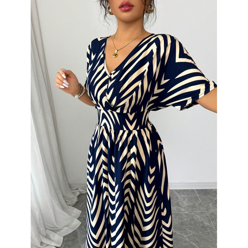 listing: new  women's elegant printed v-neck dress