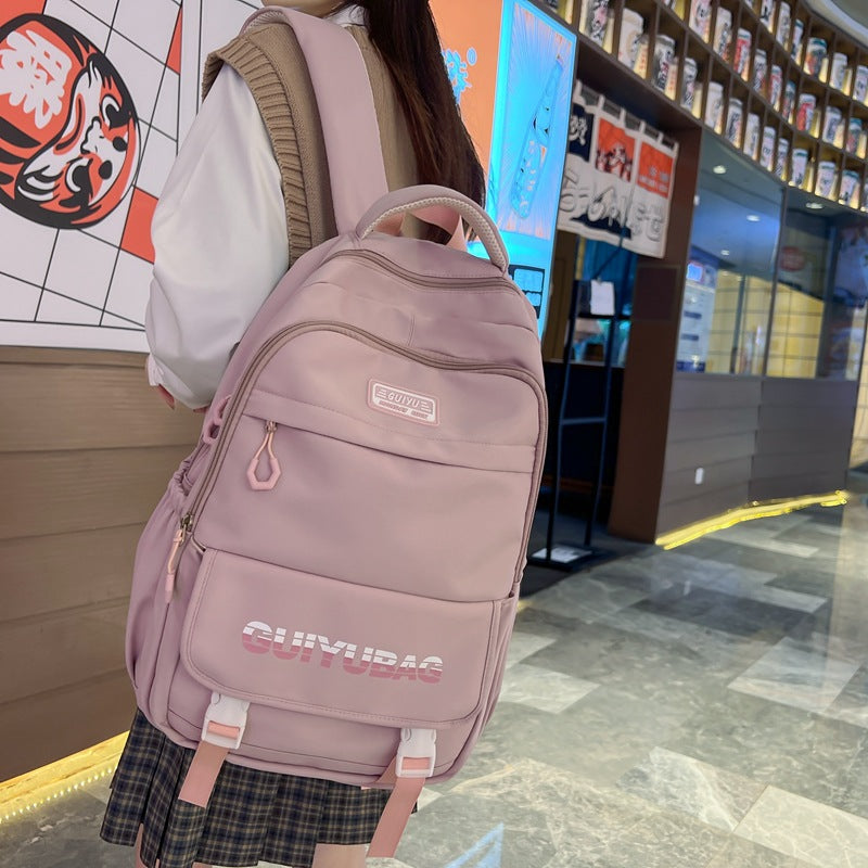 School season new nylon lightweight junior high school student schoolbag large capacity simple leisure bag trendy backpack