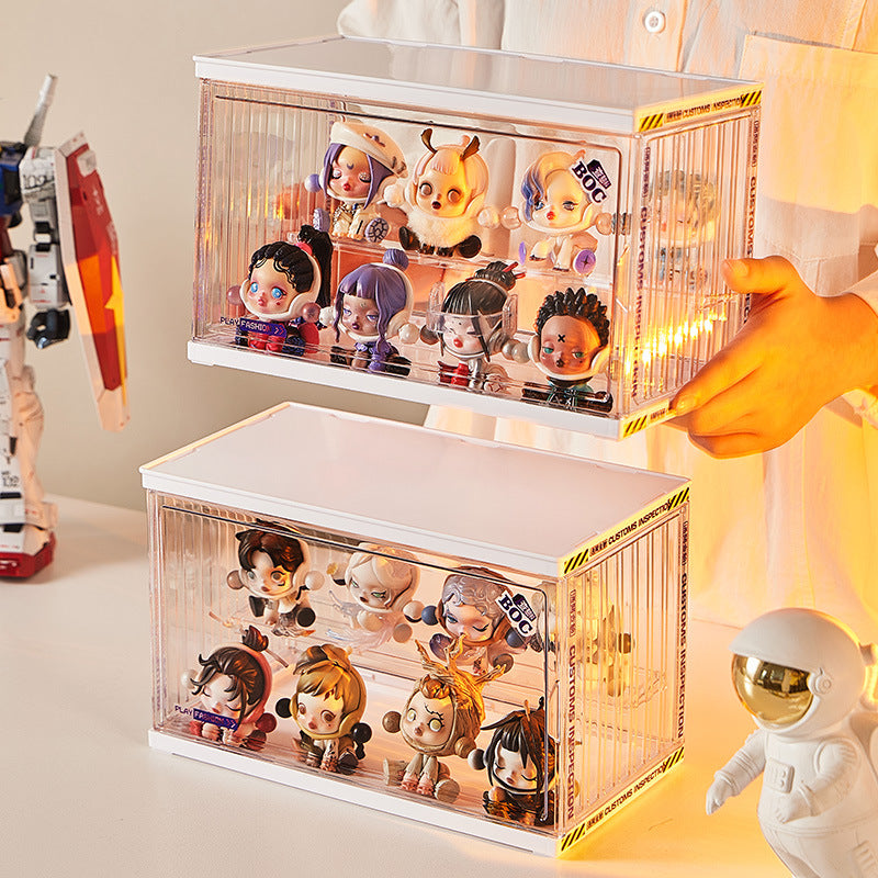 Side door blind box display stand figure display cabinet multi-layer storage dustproof acrylic storage box POP MART