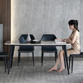 Rock slab dining table for homesmall apartment dining table modern casualaccessible luxury rectangular high-end glossy dining table and chair combination