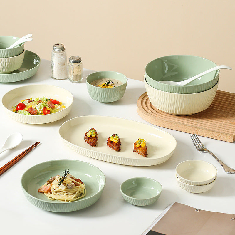 Nordic dinnerware set - modern minimalist ceramic tableware for home use - stylish bowls, plates, and chopsticks combo - perfect for housewarming gifts