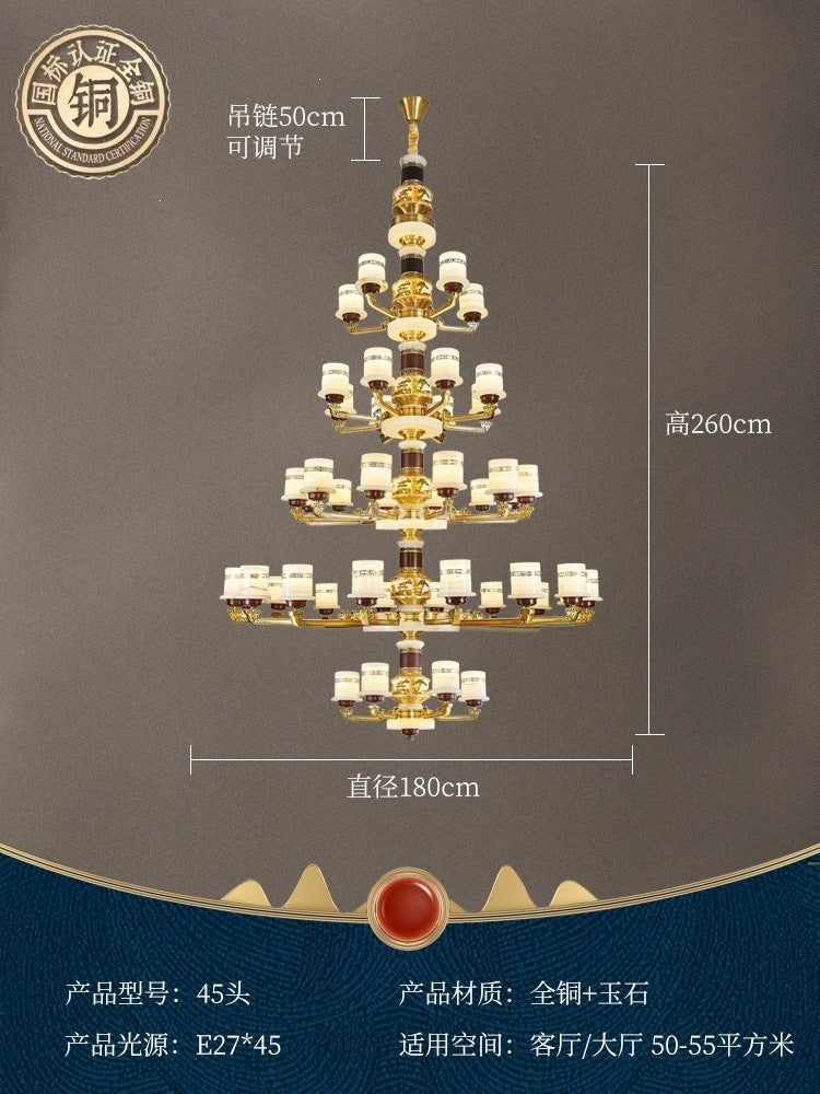 For home house classy chandelier natural jade duplex new lamp zhongshan full copper ancient town new chinoiserie marble