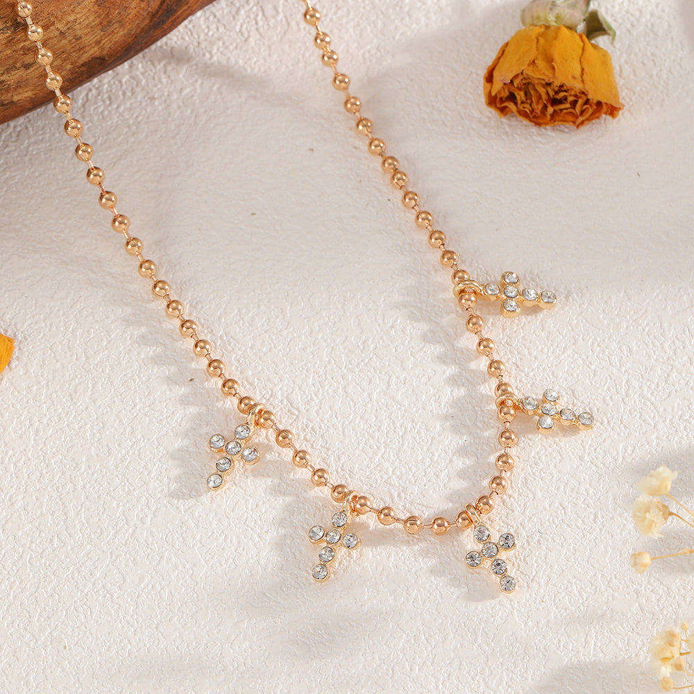 Multi-layered brick cross necklace wholesale cross-border fashion all-match accessories for women niche high-end simple clavicle chain