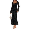 dopamine  autumn new arrival: high-end, elegant, and effortless long-sleeve mesh maxi dress