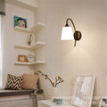 Retro iron curved pole bedside off-white tapered b&b guest room hotel bedroom stairwell casual reading wall lamp