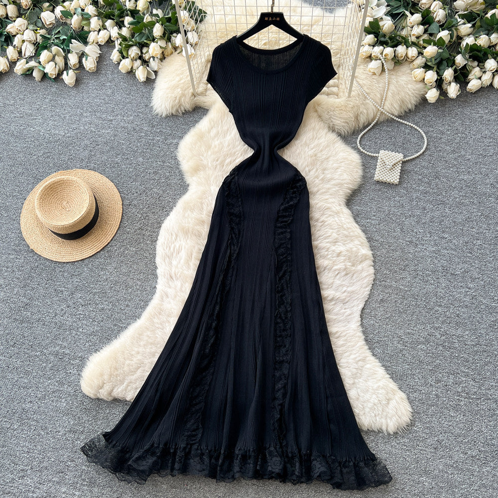 Luxury sleeveless slim-fit knit dress - women's summer high-waisted a-line dress - slimming, elegant, and chic maxi dress