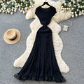 Luxury sleeveless slim-fit knit dress - women's summer high-waisted a-line dress - slimming, elegant, and chic maxi dress