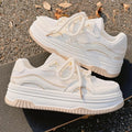 Premium soft-soled white sneakers for women - new autumn 2026 collection: versatile casual athletic shoes with breathable mesh and hidden wedge heel