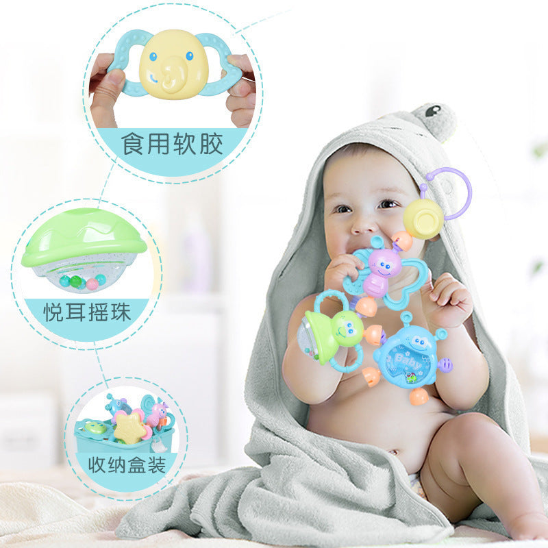Storage box Baby hand rattle 0-1 years old, newborn baby early education educational toothpaste toys 0-3-6 -12 months