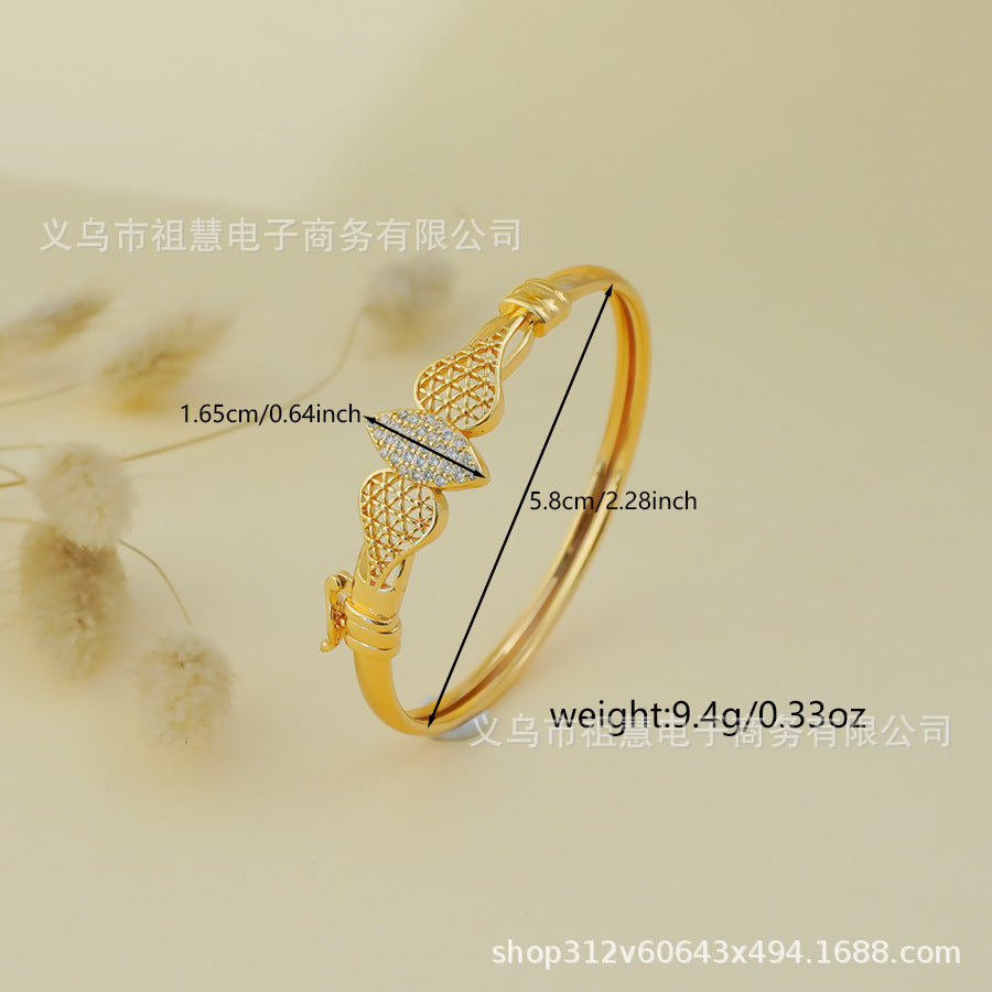 zircon geometric gold-plated bangle, women's elastic bracelet for autumn/winter, perfect for back-to-school parties