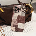 Suitable for large window iphone16 protective case brown stitching apple 17promax anti-fall mobile phone case kevlar