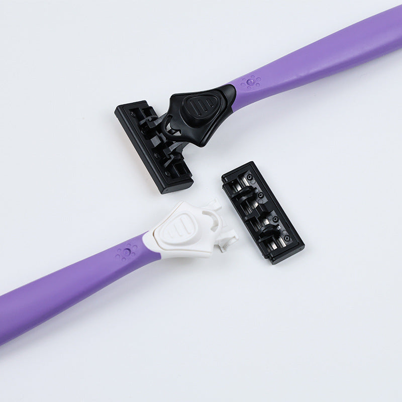 Factory custom women's razor with replaceable heads, stainless steel blades, manual shaver, new model