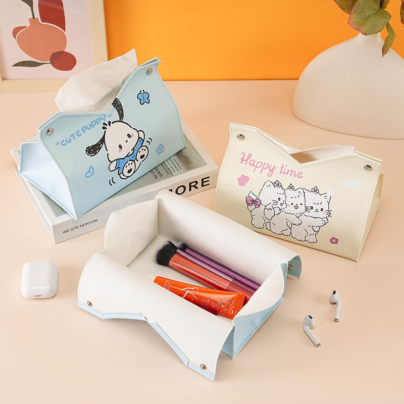 Cute cartoon naughty dog tissue box household car universal pumping paper box large capacity napkin paper box storage box