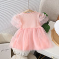 Korean style girls' dress - puff sleeve tulle tutu dress -  summer new arrival - sweet and lovely baby princess dress