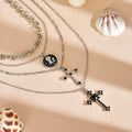 Long necklace wholesale european and american cross-border stylish cross jewelry accessible luxury niche stacked pendant necklace women's sweater chain