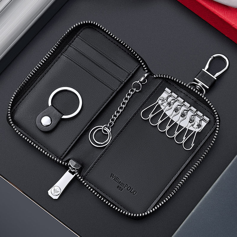 Paul key bag men's genuine leather 2023 new fashion waist multi-function car key bag storage card bag tide