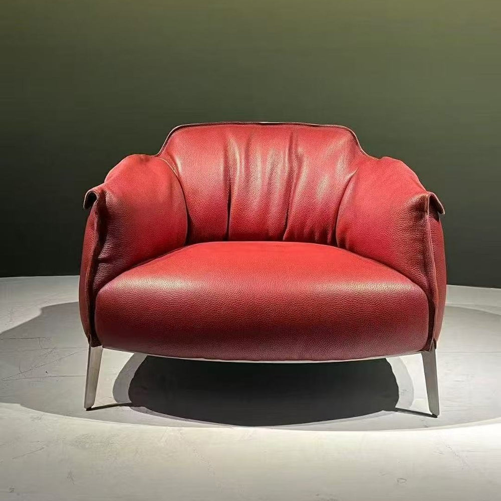 Archibald extra-thick leather casual sofa chair - hotel front desk armchair - modern minimalist style