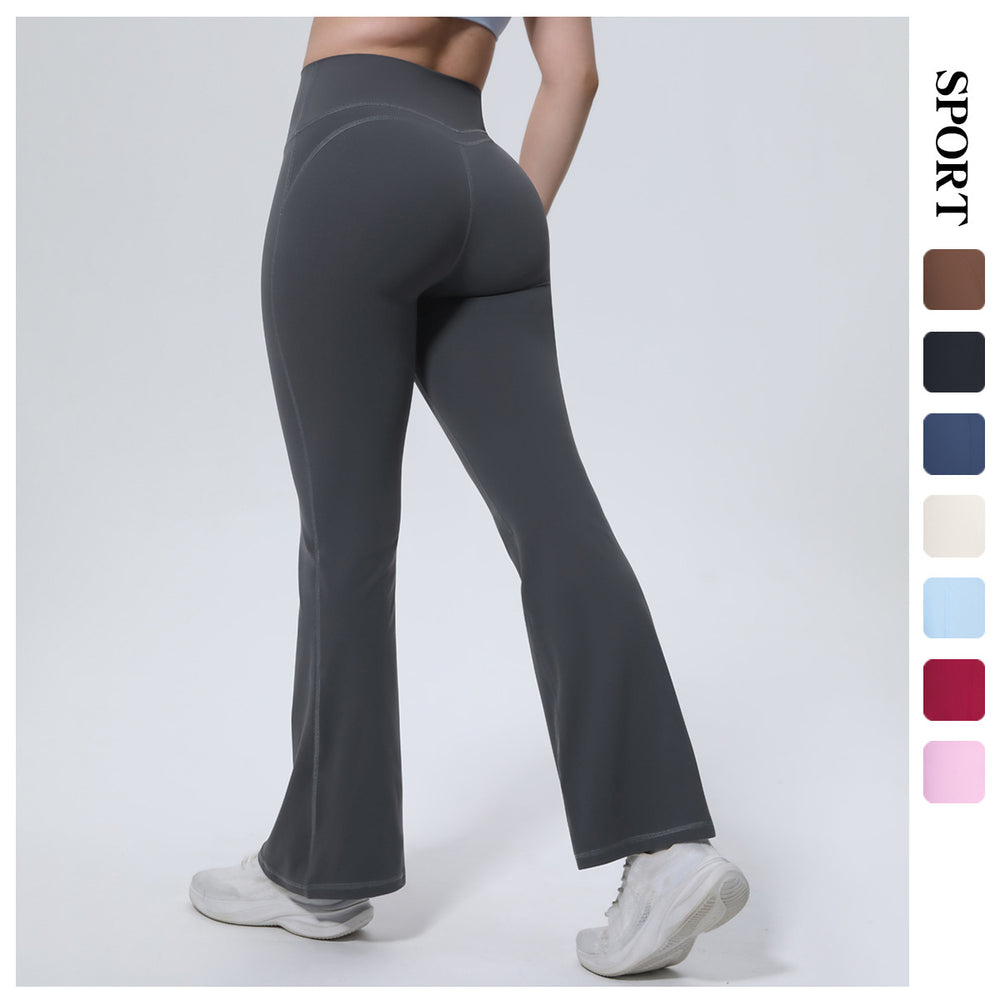New women's high-waisted, butt-lifting, slightly flared yoga pants - barely-there feel, breathable, no camel toe, running & fitness wide-leg activewear