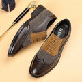 Plus size formal men's shoes brogue carved trendy men's business casual leather shoes breathable new british style color block
