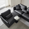 Custom italian minimalist napa leather sofa for large villas - black cowhide sectional corner down sofa