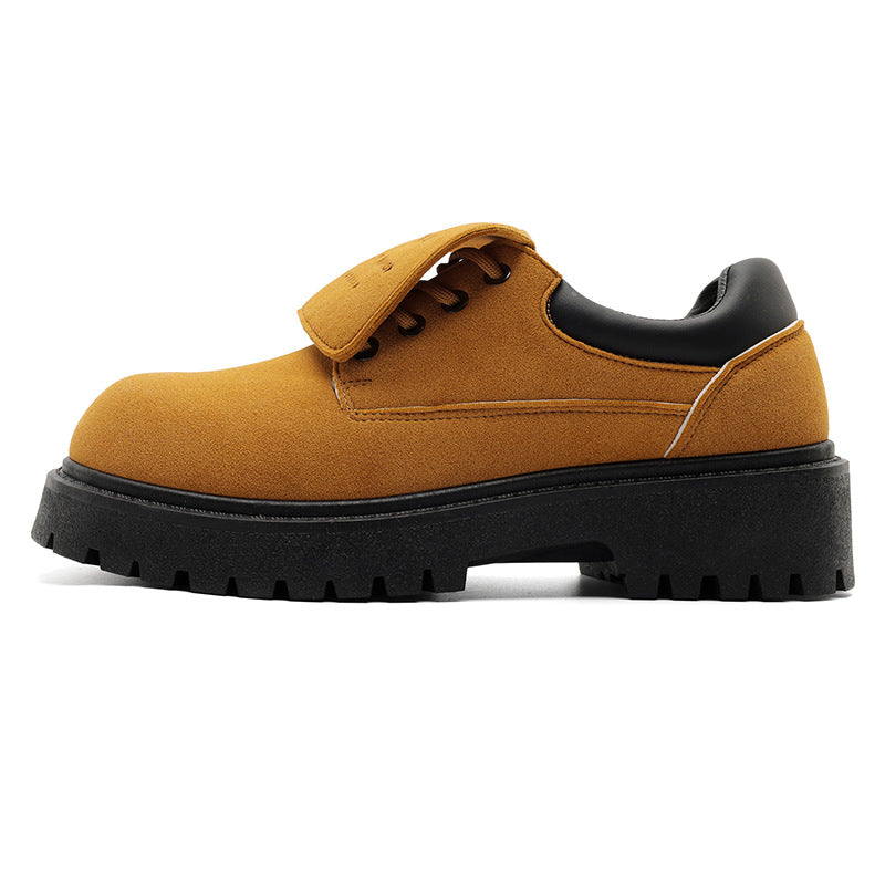 Derby shoes 2026new arrivalspringlow anklebootsmenretroworkwear shoesthick soleincreased breathable suede shoes