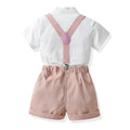 Newborn first birthday outfit, little gentleman set, children's day performance costume, short-sleeve boy's shirt, boy's suit
