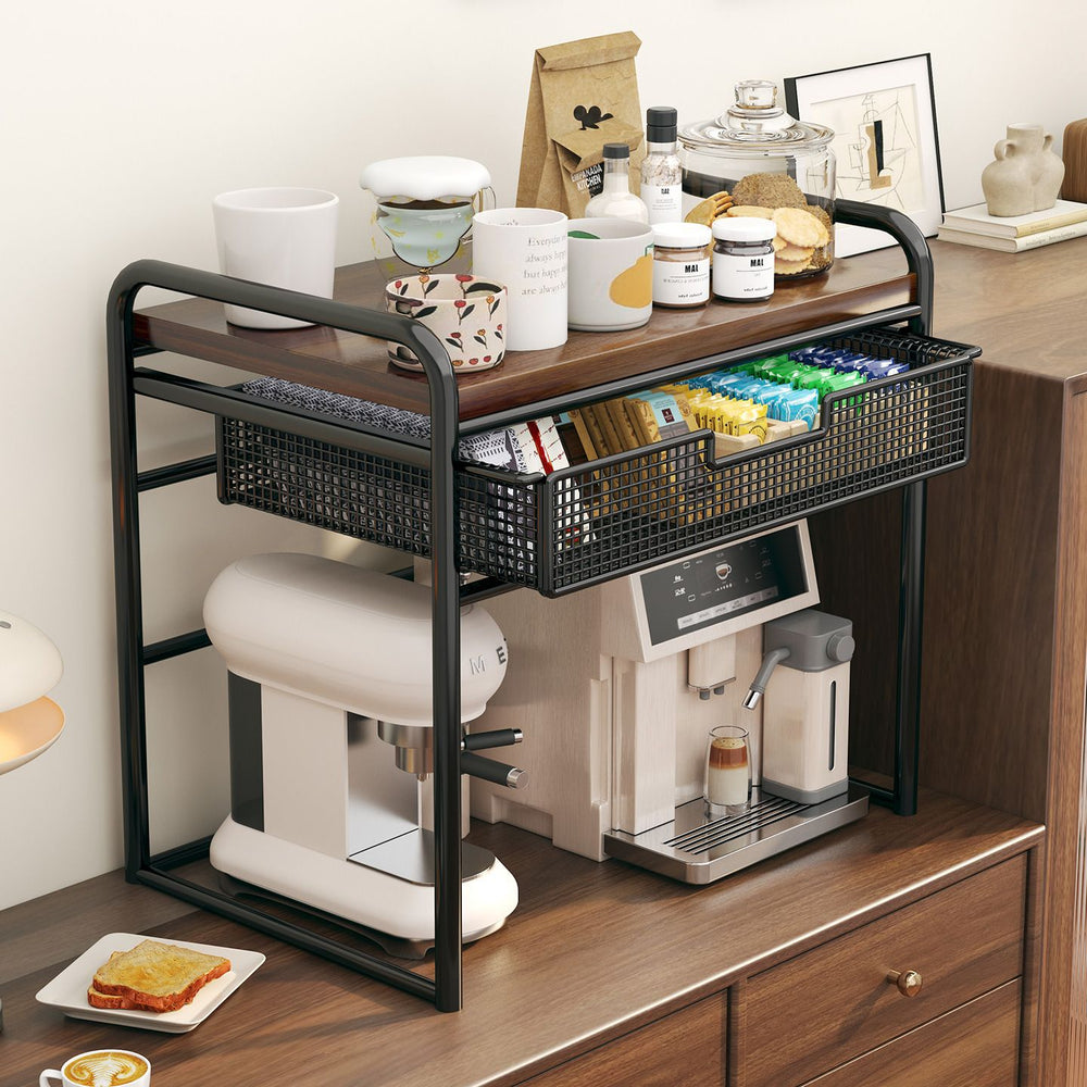 Coffee machine desktop storage rack tea bag coffee storage rack with drawer pull-out new arrival countertop multi-layer storage rack