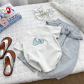 Korean style girls' cartoon embroidered short-sleeve t-shirt, kids' top,  summer versatile chic special embroidery top t