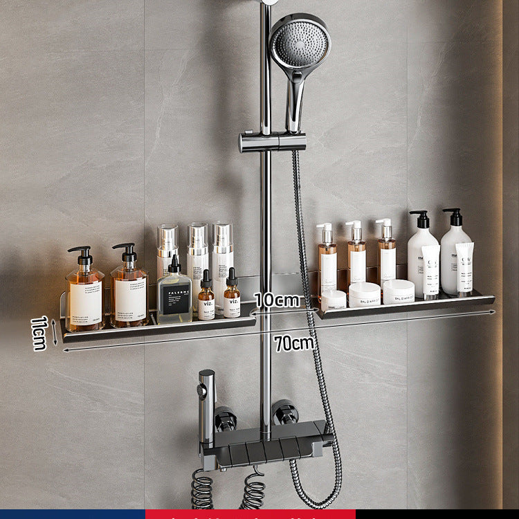 Shower Room Shower Bracket Shelf No Punching Space Aluminum Bathroom Cosmetics Shampoo Body Wash Storage