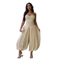 C7717 cross-border   fashion women's elegant sexy bandeau slim-fit fashion jumpsuit