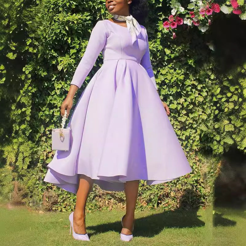 Export women's clothing african fashion silm a-line pure colordresselegant small dress cross-border supply special price