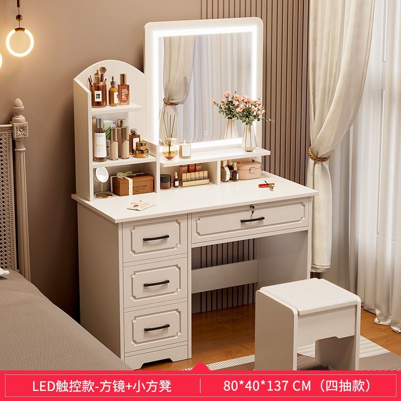 Bedroom dressing table casual modern master bedroom makeup table 2024new arrivalaccessible luxury dressing table mirror storage cabinet makeup cabinet