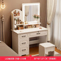 Four-drawer square mirror warm white with light 80cm + square stool