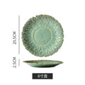 Kiln-turned retro style grids ceramic flower plate creative for home sunflower plate fruit salad plate japanese style plate