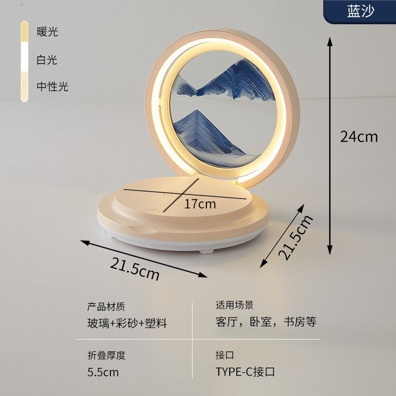 Creative quicksand painting phone charging bluetooth speaker table lamp decoration - perfect for housewarming gifts, bedroom bedside night light
