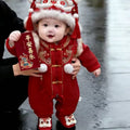 New year's greetings winter first birthday 100 days baby dress baby jumpsuit new year's day festive clothes trendy hooded
