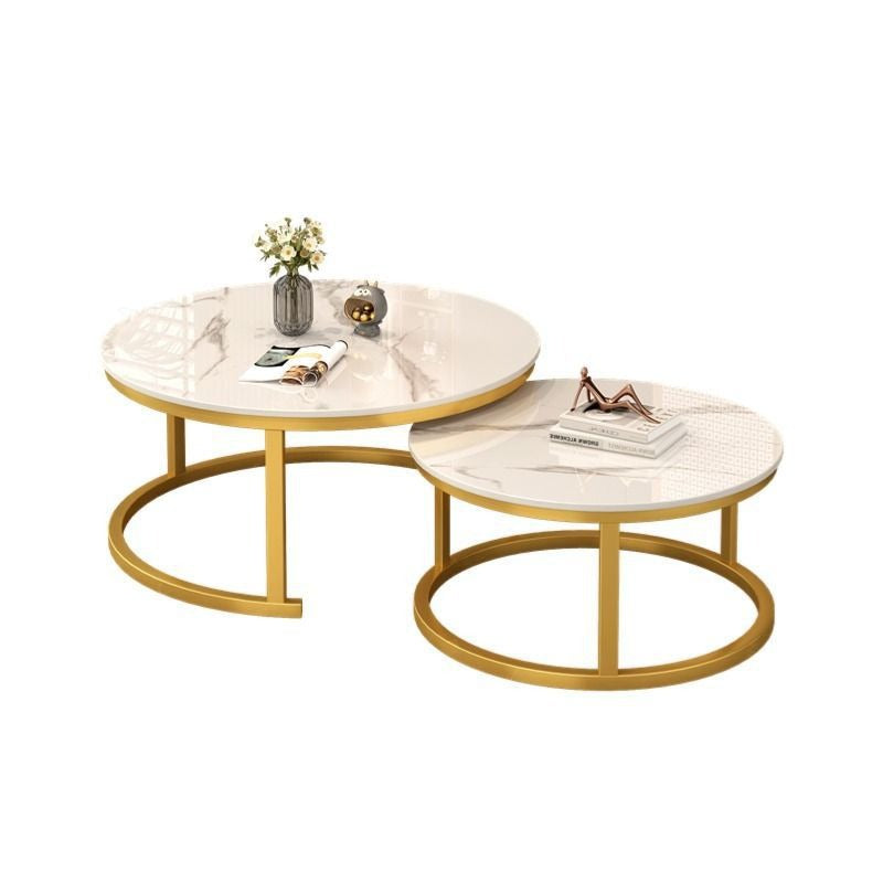 New rock slab nesting coffee table set - modern minimalist luxury living room table for small spaces - trending coffee table