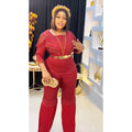 Aliexpress  new arrival speakerstraight-legpants african women's plus size jumpsuit free belt