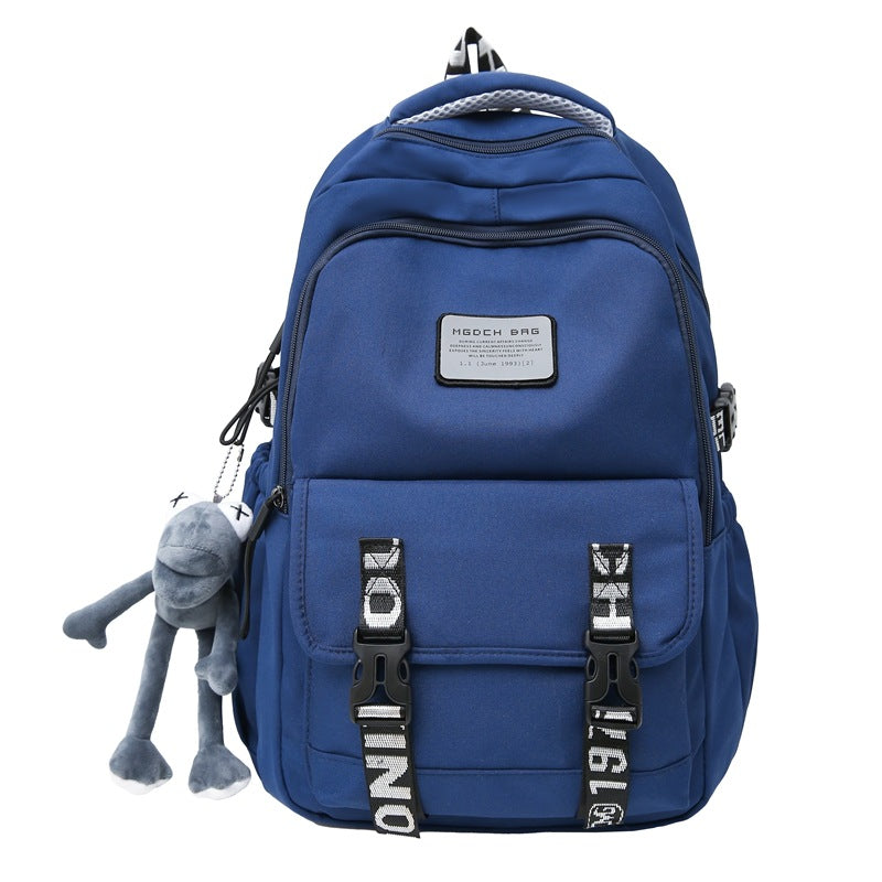 School bag for boys, junior high school students, large-capacity lightweight backpack, simple texture backpack, night safety reflective backpack