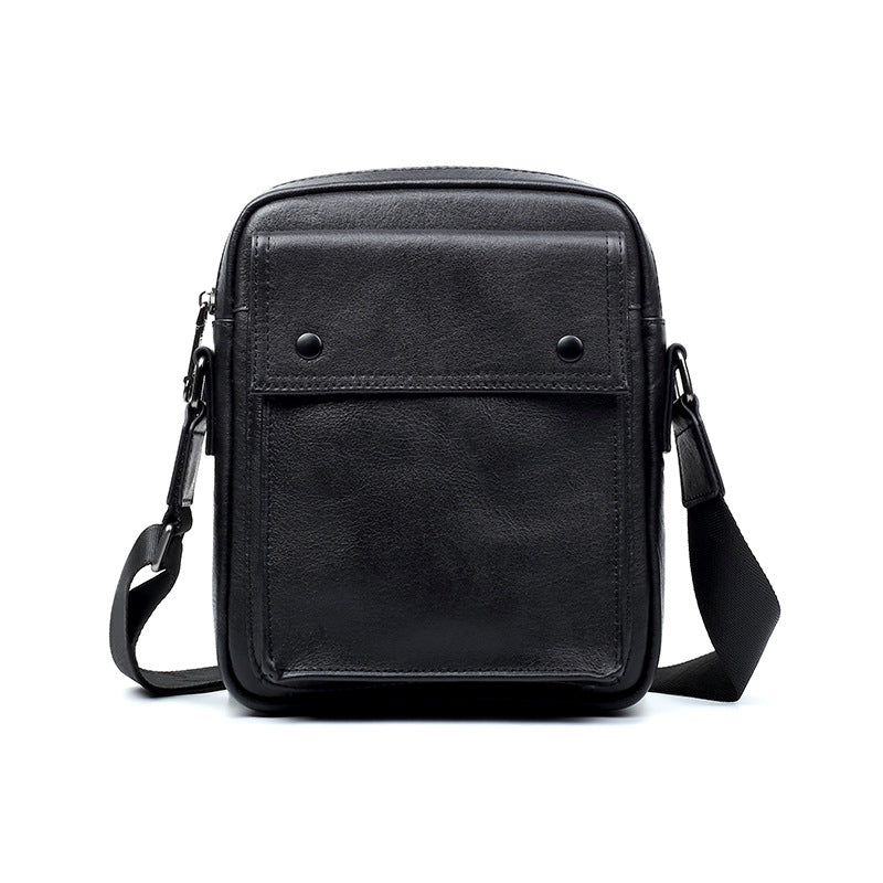 New men's bag fashionable horizontal leather men's shoulder bag casual mailman simple first layer cowhide messenger bag