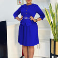 D595 in-stock european and american women's clothing cross-border  new style three-quarter sleeve fashionable elegant pleated export dress
