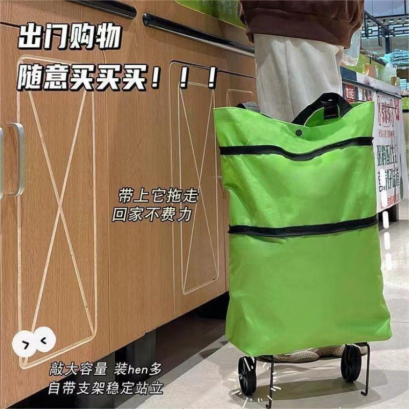 Folding trolley - lightweight rolling cart for shopping, snacks, storage, mobile camping, portable grocery shopping, and express delivery pickup