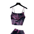 Pure desire suit women's summer classy swing collar suspender printing vest high waist hip cover skirt vacation two-piece set