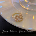 Japanese and korean flower open ring fashion zircon ring female ins simple internet celebrity adjustable stylish ring jewelry