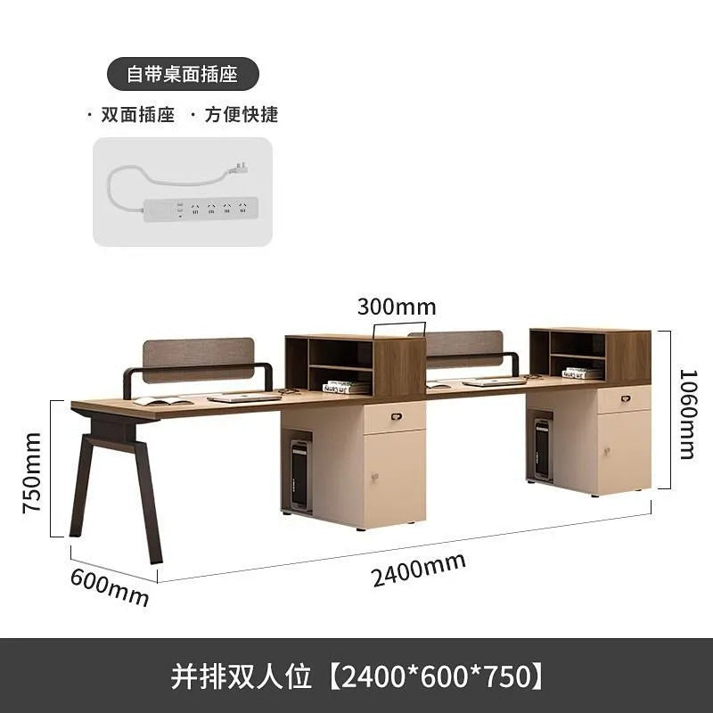 Casual modern 4 four-six 0.3kg slot computer booth screen employee office table and chair combination