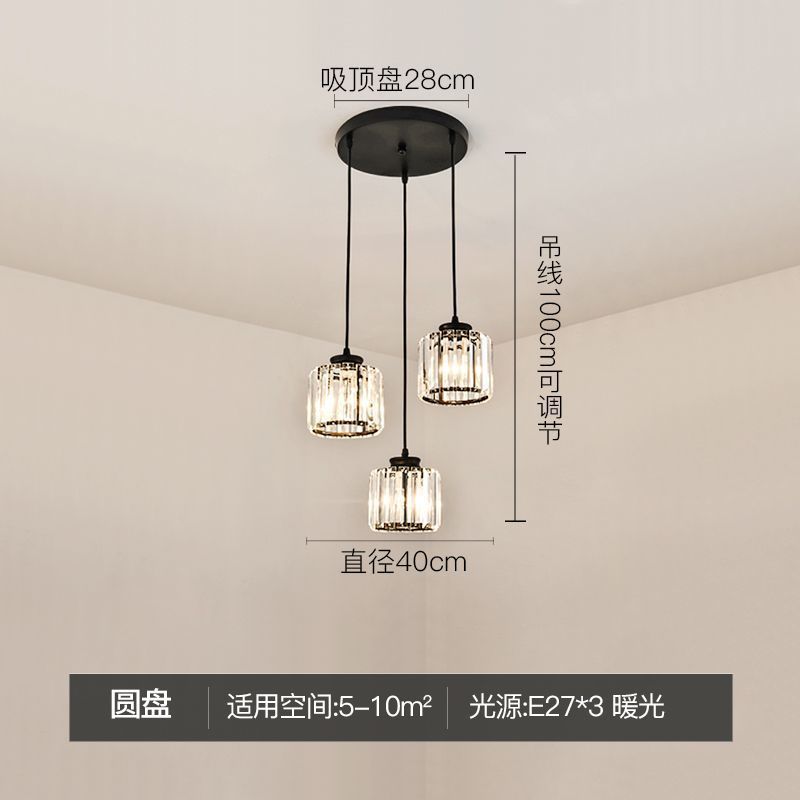 Modern minimalist bedroom bedside pendant light, simple bar counter entryway lighting, single-head suspension crystal chandelier